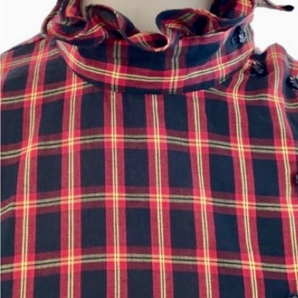 Vintage 80’s Red Plaid Ruffled Blouse - Picture 4 of 10